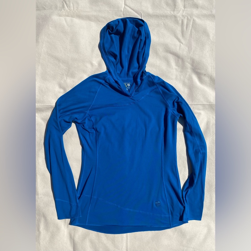 EUC Mountain Hardwear Royal Blue Women's Pullover Hooded Long Sleeve Active Top
